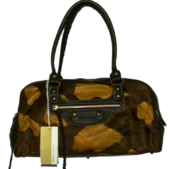 Francesco Biasia fur and leather bag